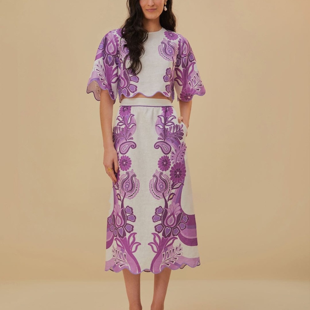 Color Festival Cream Euroflax™ Midi Skirt